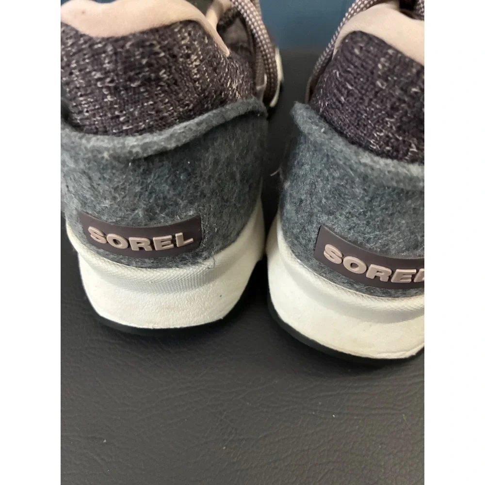 Sorel Kinetic Sneak Womens Quarry Grey Pink Sneakers NL3227-574 Size 8